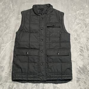 Burton Woodford Vest Mens Medium Black Puffer Quilted Canvas Utility Outdoor